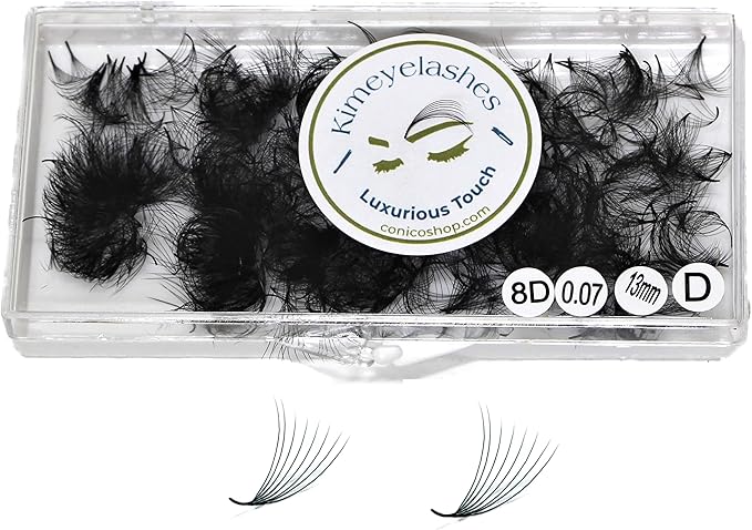 8D - 0.07 C and D Curl 1000 Premade volume fans loose Fans, Handmade eyelash extensions supplies Russian volume lash promade fan (8D - 0.07 - Curl C, 14mm)