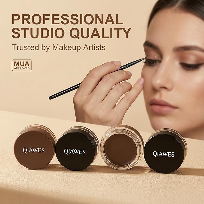 2 in 1 Black and Brown Gel Eyeliner Set Water Proof Smudge Proof, Last for All Day Long, Work Great with Eyebrow, 2 Pieces Eye Makeup Brushes Included