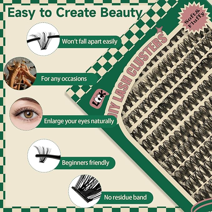 DIY Lash Extension Kit 280pcs Individual Lashes D Curl Eyelash Extension Kit KEYYOU 40D 9-18Mix Lash Clusters with Lash Bond and Seal and Lash Applicator for DIY at Home(KIT-40D-0.07D-9-18Mix)