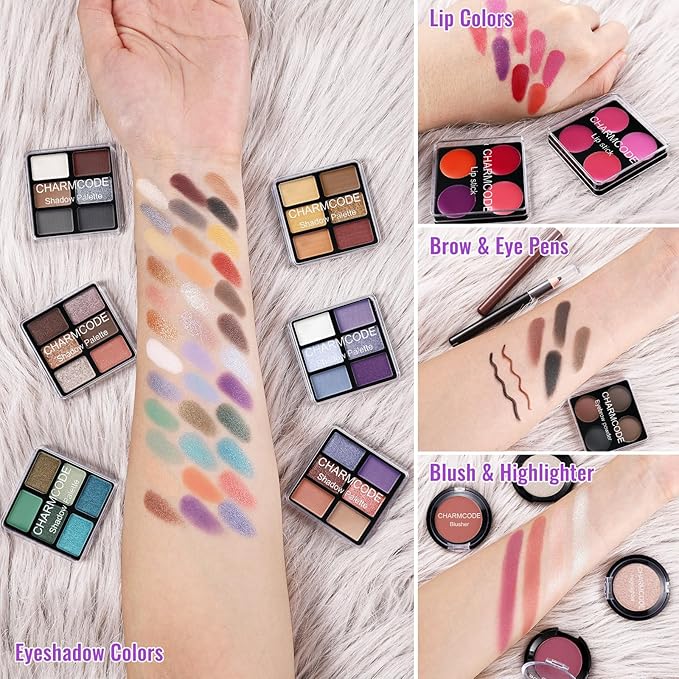 Makeup Kit for Teen Girls & Women Full Kit, Beauty Train Case with Starter Cosmetic Set, Make Up Valentine Gift Box with Eyeshadow,Lipgloss,Highlighter,Blush,Lip&Eye Pencils,Brush & More(Purple)