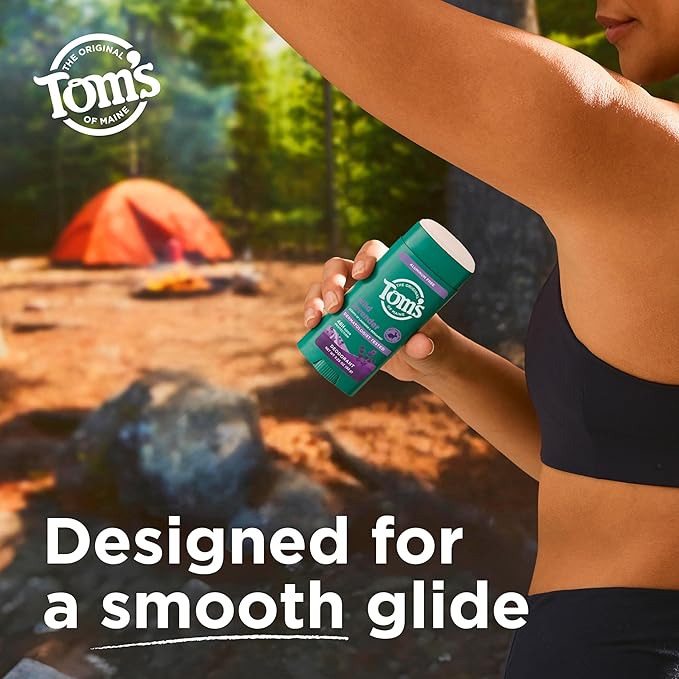 Tom’s of Maine Wild Lavender Natural Deodorant for Men and Women, Aluminum Free, No Artificial Fragrances, Dyes, or Preservatives, Baking Soda Free, 48-Hour Odor Protection, 3.25 oz (2 Pack)
