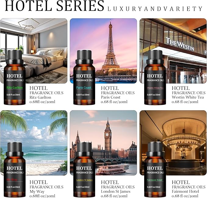 Hotel Collection Luxury Scent for Diffuser Oils Set Inspired by The My Way 、Westin White Tea、Ritz Carlton Hotel Scent