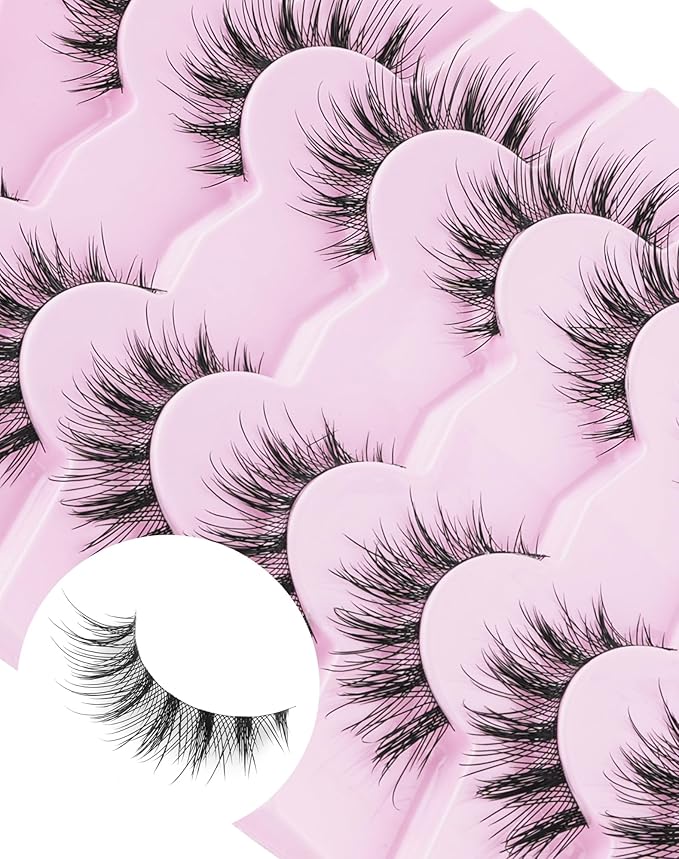 Manga Lashes Natural Look Anime Lashes Cosplay Fake Lashes 3D Wispy Eyelashes Asian False Eyelashes Japanese Eye Lashes Manhua Lashes Pack 7 Pairs Manga03