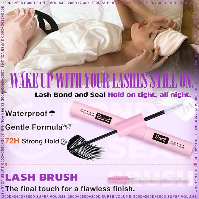 EYDEVRO Fluffy Lash Clusters Kit 12-24mm Long Eyelash Clusters Kit 200D260D300D Mega Volume Cluster Eyelash Extensions Dramatic Full Mink Cluster Lashes Kit with Lash Bond and Seal Lash Brushes