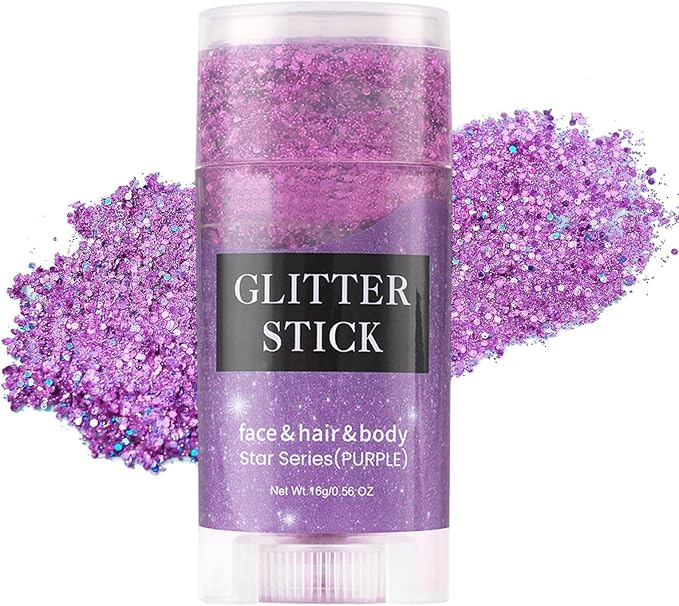 Face Body Glitter Stick,Holographic Sparkle Waterproof Hair Glitter Stick for Kids and Women for Party Singer Concert Rave Festival.(Purple)