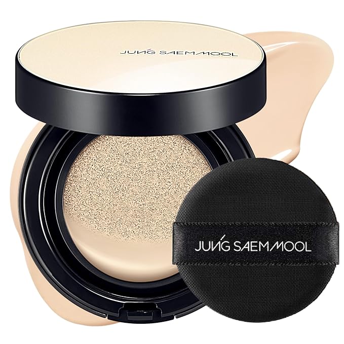 JUNG SAEM MOOL Essential Skin Nuder Cushion | Natural Finish, Buildable Coverage Cushion Foundation by Korean Makeup Artist (Refill Not Included, 0.49 Fl Oz, SPF 50), 17 Fair Light