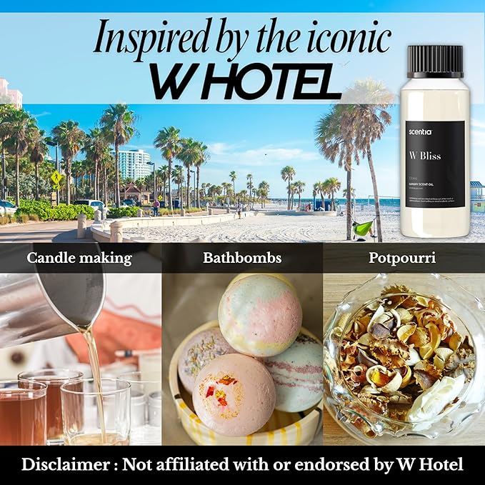 Scentia W Bliss Essential Oil Blend- 120 mL 4.06 fl oz - Aromatherapy Fragrance Inspired by W Hotel Notes of Bergamot, Lemongrass, Jasmine
