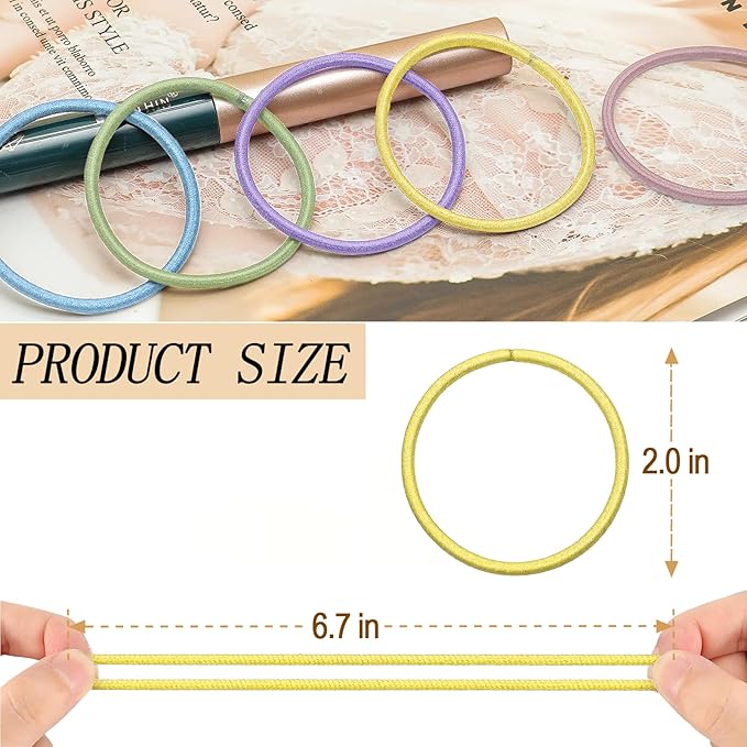 100Pcs Multi-Color Hair Ties For Thick And Curly Hair, Elastic Hair Ties For Women, Men And Girls, No Damage Ponytail Holder Hair Bands(Set6)