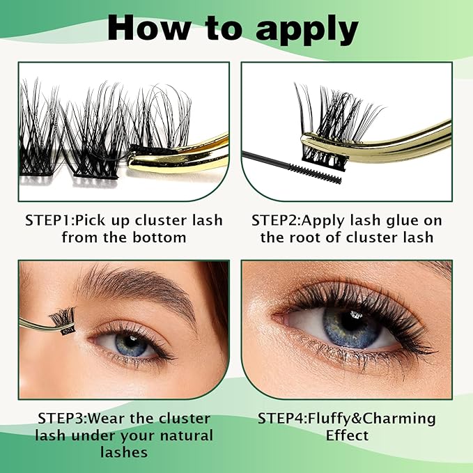 Lash Clusters 96pcs Individual Lashes Y08 D Curl 14mm Cluster Lashes KEYYOU Volume Wispy Lash Extension Soft&Comfortable Easy DIY at Home(Y08 D-14mm)