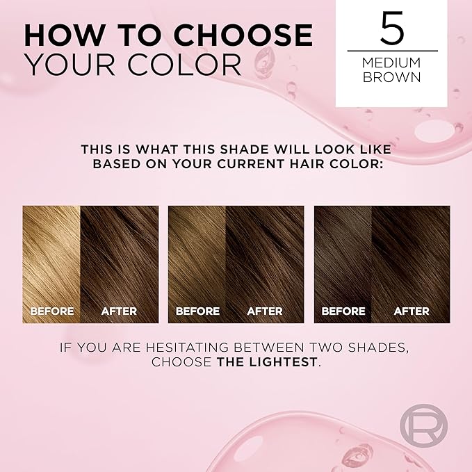 L'Oreal Paris Excellence Crème Permanent Hair Dye, Triple Care Hair Color with Hyaluronic Acid for 100% Gray Coverage, 5 Medium Brown, 1 Kit (Packaging May Vary)