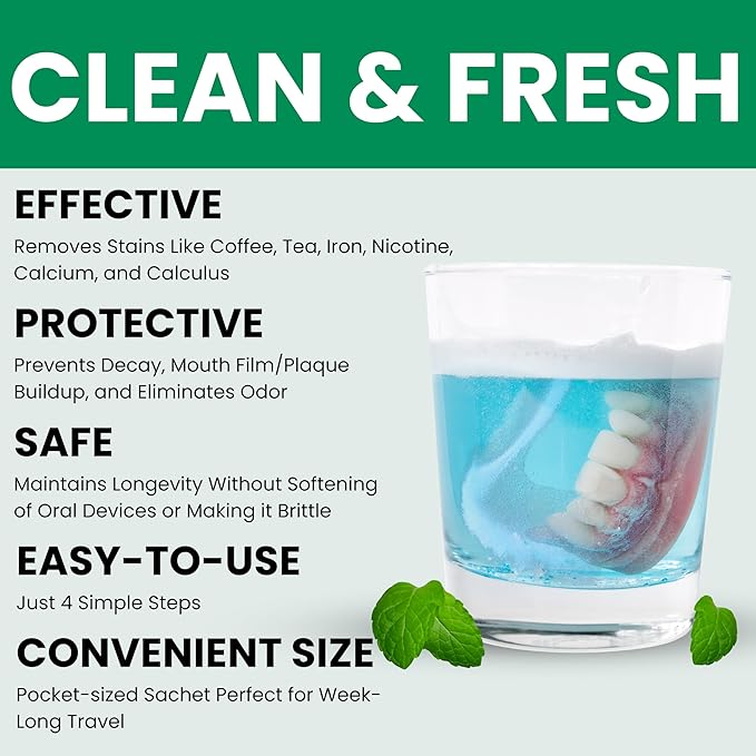 ProTech Retainer Cleaner - 90 - 120 Cleanings (0.23 Per Cleaning) 12 Pack/3 Month Supply - For Clear Aligners, Dentures, Retainers, Mouth Guards & Night Guards - Cleaning Crystals, Mint