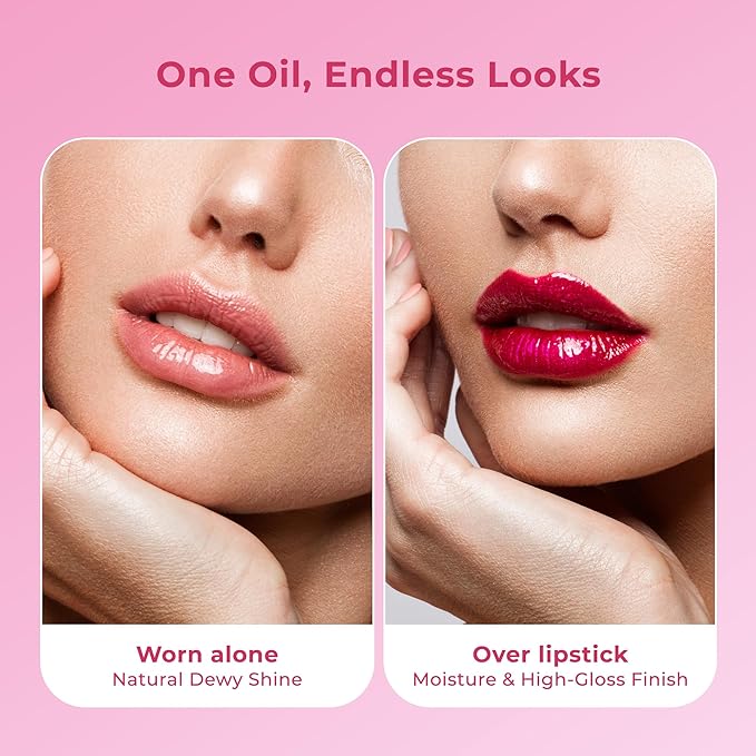 The Beauty Spy Mystic Gemstone Lip Oil, Moisturizing & Hydrating Lip Gloss - Non Sticky, Plumping Lip Oil for Dry Lips (Pink Quartz)