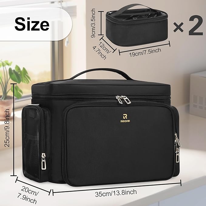 TANTO Large Makeup Bag, Makeup Artist Bag Professional Cosmetic Bags with 2 Pouches & Detachable Dividers Travel Makeup Train Case Portable Makeup Brush Bag Organizer Storage with Shoulder Strap