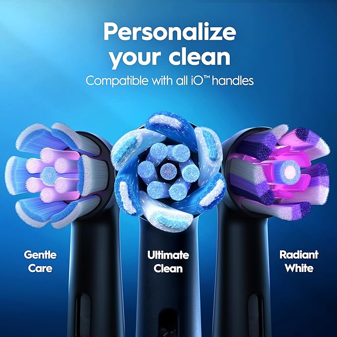 Oral-B iO Deep Clean Rechargeable Electric Powered Toothbrush, Icy Blue with iO Series 3 Limited, 2 Brush Heads and Travel Case - Pressure Sensor to Protect Gums - 3 Cleaning Settings - 2 Minute Timer