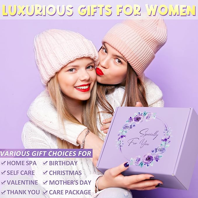 Birthday Gifts for Women Friendship, Lavender Relaxing Spa Gifts Basket for Women Self Care Gifts, Thank You Gifts Bath Set Valentines Day Gifts for Mom Her Friends Wife Sister Coworker Nurse Teacher