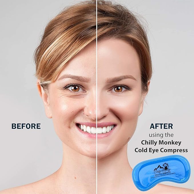 Chilly Monkey Luxury Cooling Eye Mask, Relaxing and Soothing Cold Eye Compress for Puffy Eyes, Dark Circles, Allergies, Sinuses, Headaches, Migraines, Naps, Meditation, Anxiety and Stress