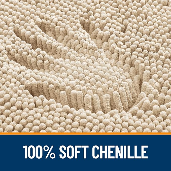 OLANLY Bathroom Rugs 59x35, Extra Soft Absorbent Chenille Bath Rugs, Rubber Backing Quick Dry, Machine Washable Bath Mats for Bathroom Floor, Tub and Shower, Home Decor Accessories, Beige