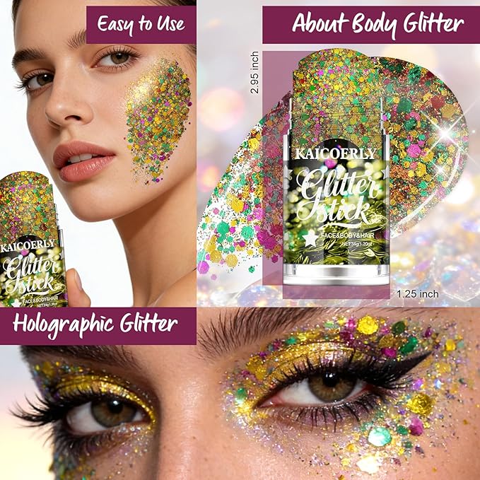 Mardi Gras Body Glitter Gel, Mardi Gras Outfit Body Glitter for Face Body Hair, Chameleon Color Changing Glitter Gel for Rave Party Mermaid Sequins Festival Accessories Shimmer Makeup #13