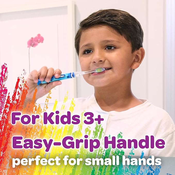 GUM Crayola Kids Light-Up Timer Manual Toothbrush, Soft Bristles with Suction Cup Base, for Children & Toddlers, 1 Count (Ages 3+)