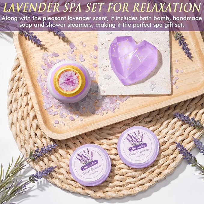 Birthday Gifts for Women, Self Care Get Well Soon Gift Baskets for Women, Lavender Relaxing Spa Gift Care Package w/ Blanket, Unique Valentines Day Gifts Idea for Her Wife Girlfriend Mom Friend Sister