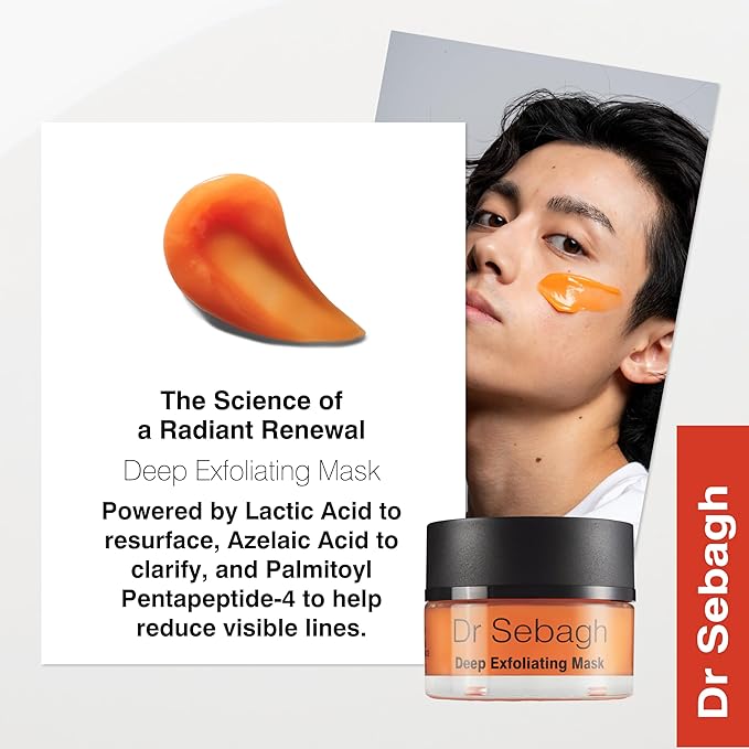 Dr Sebagh Deep Exfoliating Mask (1.7 fl oz) - Lactic Acid Exfoliating Face & Pore Cleansing - Azelaic Acid Detox for Clogged Pores Treatment - Anti-Aging Skin Mask for Radiance