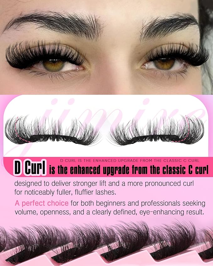 JIMIRE D Curl Faux Mink Lashes Fluffy Cat Eye 20MM Long Dramatic Mink Lashes Bulk Wispy Full Volume False Eyelashes 7 Pairs Pack