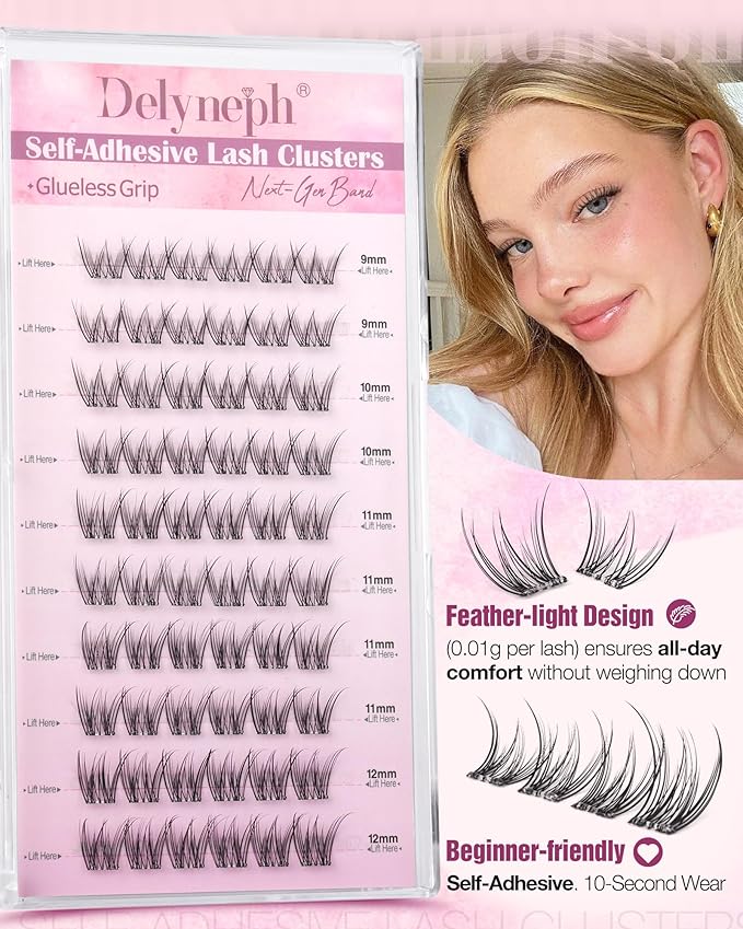 Self Adhesive Eyelashes Natural Self Adhesive Lash Clusters Short Wispy Eyelash Clusters Fairy Cluster Eyelash extensions Pre-glued Individual Lashes Clusters pestañas postizas naturales by Delyneph