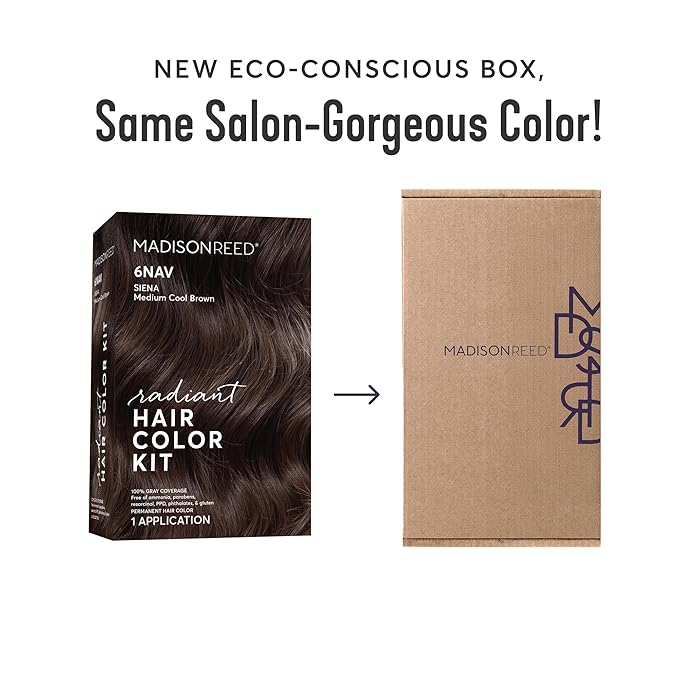 Madison Reed Radiant Hair Color Kit - 6NA Medium Ash Brown with Cool Smoky Undertones (Monza Brown), Dimensional Gray Hair Blending Permanent Hair Dye, PPD-Free & Ammonia-Free, 2 Pack