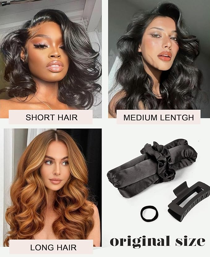 Heatless Curls Overnight No Heat Flexi Rods Large Jumbo Hair Rollers Curlers to Sleep In for Long Hair, Soft Satin Heatless Curling Rod Set for Women Beauty Curly Hair Styling Tools Accessories