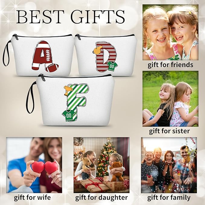 ARIOSEY Football Initial Birthday Graduation Gifts Cosmetic Travel Toiletry Bags Football Accessories Party Favors for Women Girls Daughter Niece Team Coach Friends -F