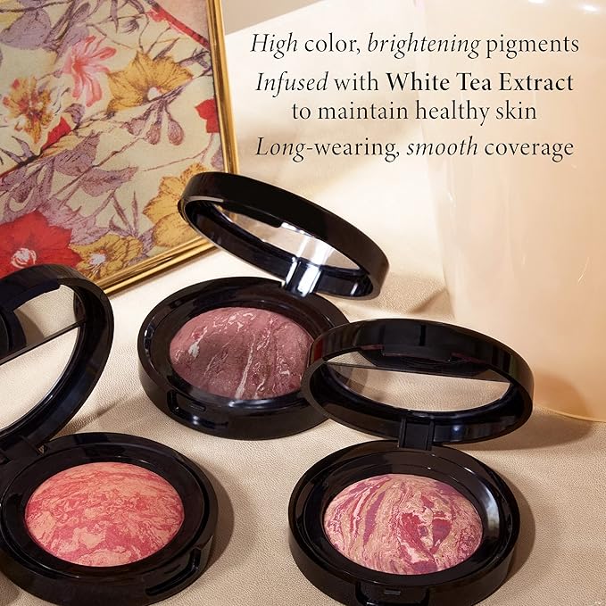 LAURA GELLER NEW YORK Baked Blush-n-Brighten Marbleized Blush + Angled Brush (02 Pink Buttercream, 47mm)