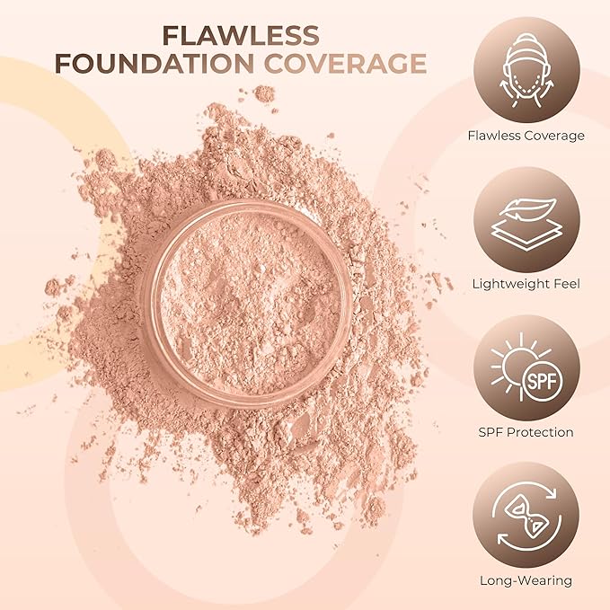 ULTIMATE KIT (LIGHT TAN) Full Size Mineral Makeup Set Matte Foundation Kit Bare Face Sheer Powder Cover