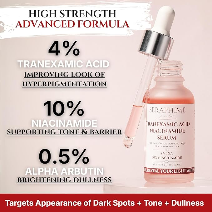 Tranexamic Acid TXA 4% + Niacinamide 10% Serum – Discoloration Correcting Serum with Alpha Arbutin, Pro-Vitamin B5, Phloretin Dark Spot, Hyperpigmentation, Uneven Skin Tone Corrector 1 fl oz