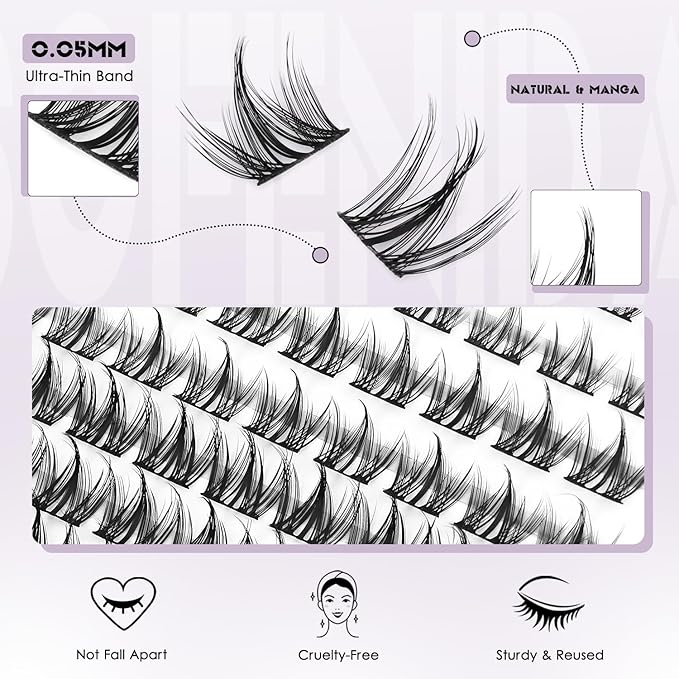 Natural Lash Clusters Manga Lash Clusters 8-16mm Cluster Eyelash Extensions Eyelash Extension Individual Lash Wispy Eyelashes Clusters
