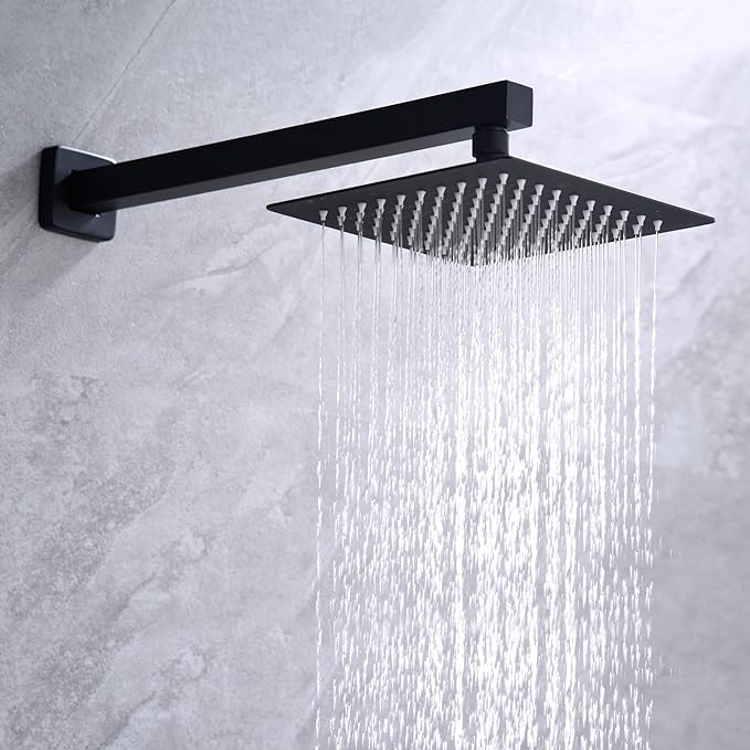 SUMERAIN Matte Black Rain Shower System with Handheld Shower, Pressure Balancing Shower Mixer Valve