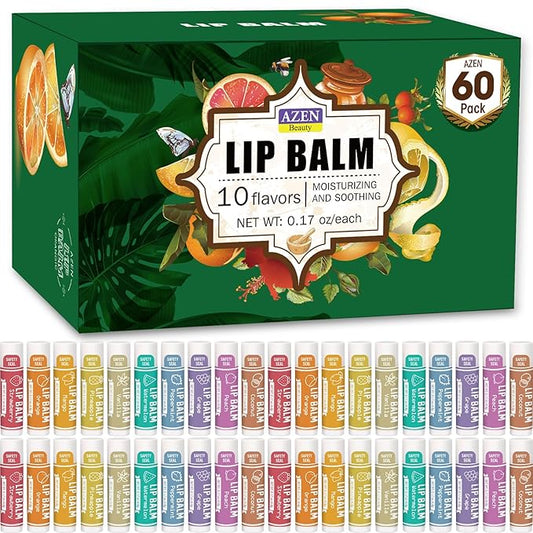 AZEN 60 Pack Lip Balm, Natural