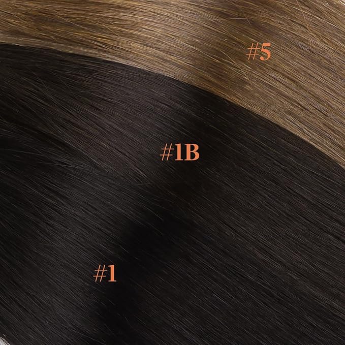 GOO GOO Invisi Edge Clip in Hair Extensions 14inch 110g 7Pcs Injected Seamless PU Clip in Hair Extensions, Virgin Real Human Hair, 5 Light Ash Brown