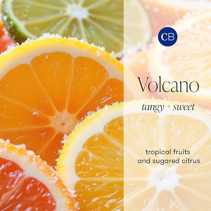 Capri Blue Volcano Scented Candles - Luxury Three Wick Candles for Home Scented with Tropical Fruit & Sugared Citrus - Soy Wax Blend - Large Blue Color (28 oz)