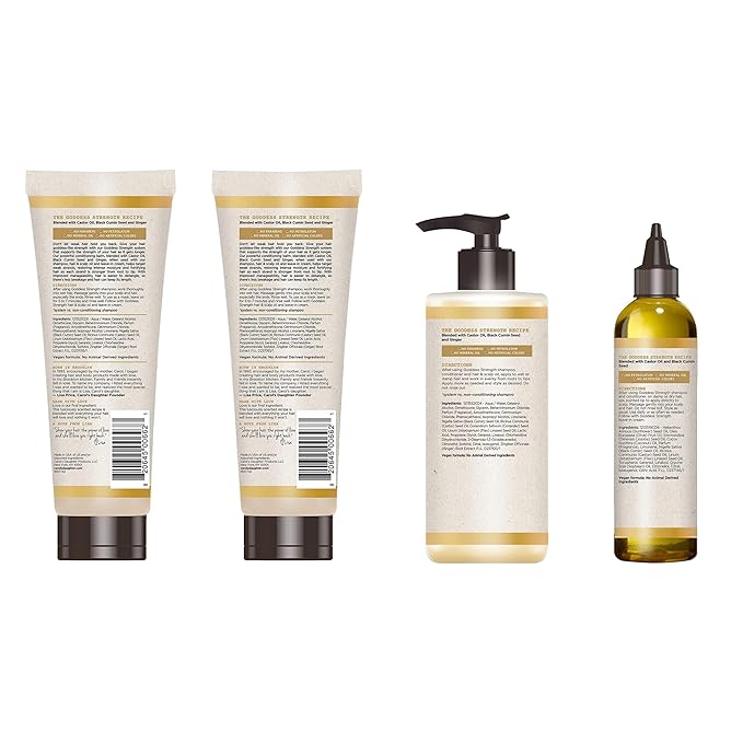 Carol's Daughter Goddess Strong Bundle: Hair Care Kit with Shampoo, Conditioner, Leave-In Treatment and Scalp Oil, 4 Items