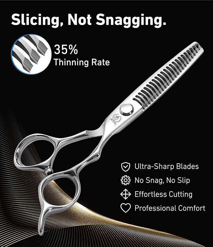 Fenice Peak 6 Inch 26 Teeth Professional Hair Thinning Scissors, VG10 Japanese Steel Texturizing & Blending Shears for Barbers, Salon Stylists & Home Use, CNC Precision Sharpened