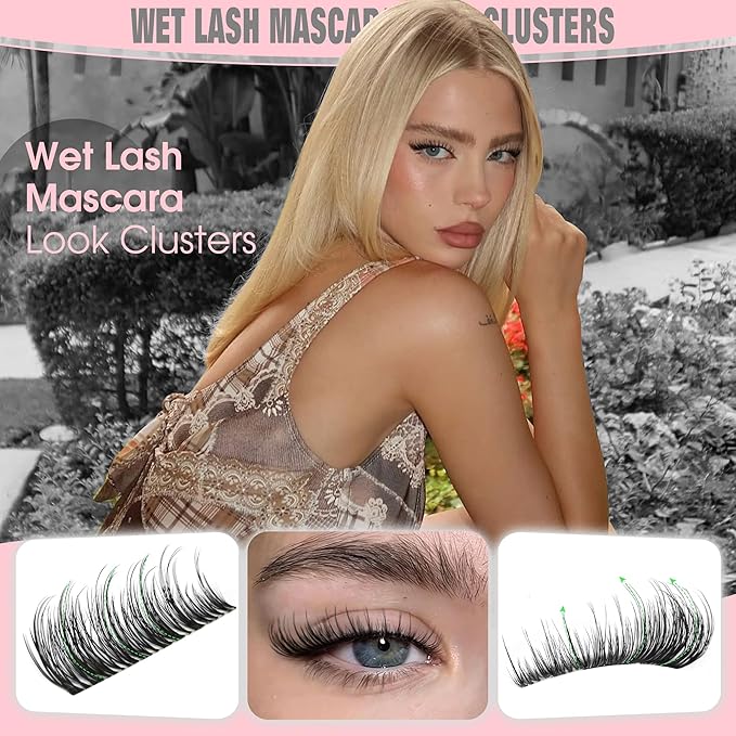 Wispy Natural Lash Clusters 12-14-16mm CC Curl DIY Cluster Eyelash Extensions for Clean Makeup, Individual False Eyelashes Cat Eye Lash Clusters