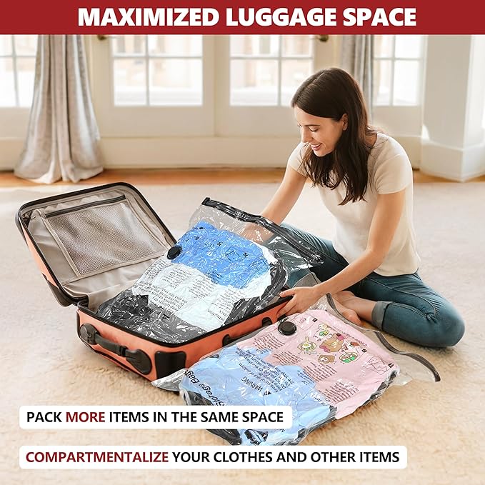 15 Pack Travel Vacuum Storage Bags with Portable Electric Pump, Compression Packing Seal Space Saver Cubes for Clothing Clothes Suitcase Luggage Organizer