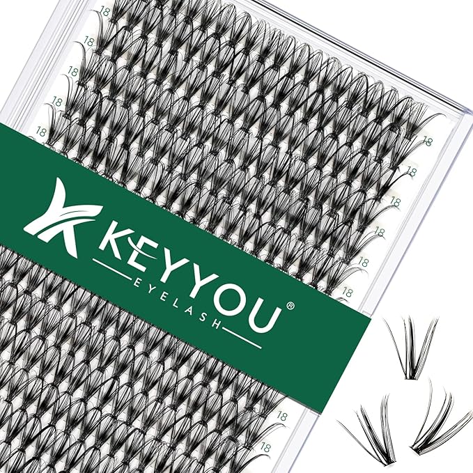 Lash Clusters 300pcs Individual Lashes 30D 0.07D Curl 18mm DIY Eyelash Extension KEYYOU Large Tray Volume Soft&Natural Cluster Lashes(30D-0.07D,18）
