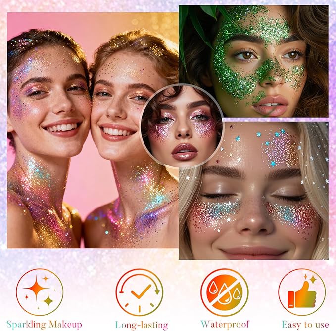 Violet Face and Body Glitter Stick for Sparkling Makeup, Hair Glitter Accessories for Women, Highlighting Stick for Fairy Dust Makeup, Cheerful Face Glitter for Festive Parties and Carnivals