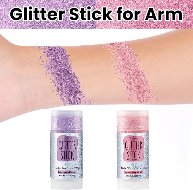 Brzeaf Fairy Costume Body Face Glitter, Shimmery&Long Lasting, Waterproof Chunky Glitter for Face/Body/Hair/Eyes, Singer Concert Music Rave Festival