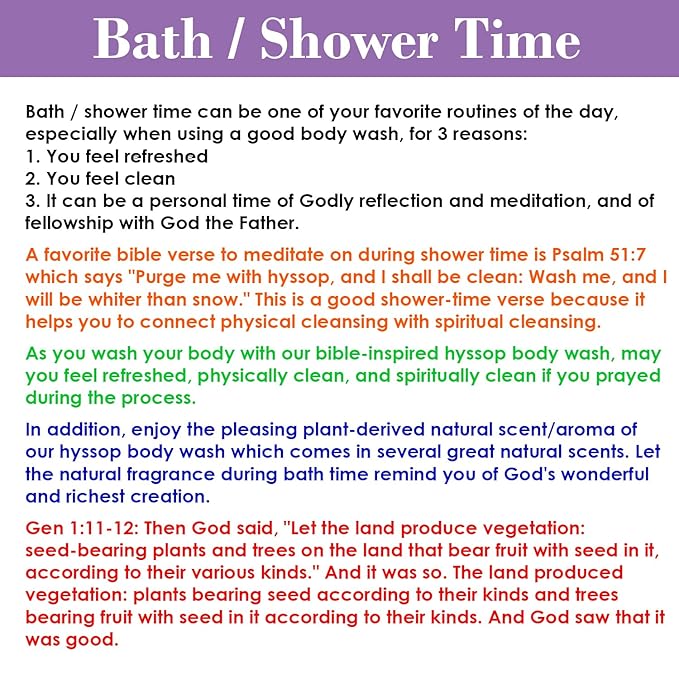BIBLE N Beautyoils Cleanse Me With Hyssop Natural Hair and Body Wash, Organic Hyssop Infused Shampoo and Body Wash for Nourishing and Refreshing Hair & Body Cleansing