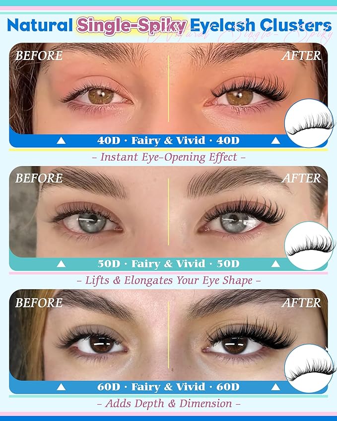 Wispy Lash Clusters 10 12 14mm Eyelash Clusters Short Natural Cluster Eyelash Extensions 40D 50D 60D Individual Lashes Clusters 360pcs Fairy Lash Extension CC Curly DIY Eyelashes Clusters by calphdiar