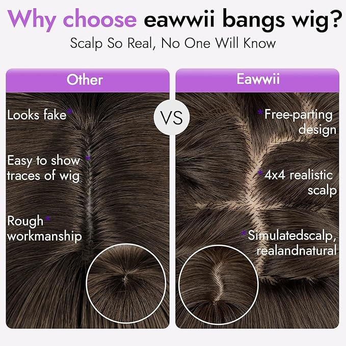 Long Ombre Light Brown With Blonde Wig with Bangs for Women,4x4 Realistic Scalp,Free Parting,Layered Hairstyle Synthetic Heat Resistant for Daily Party Use 26 inch
