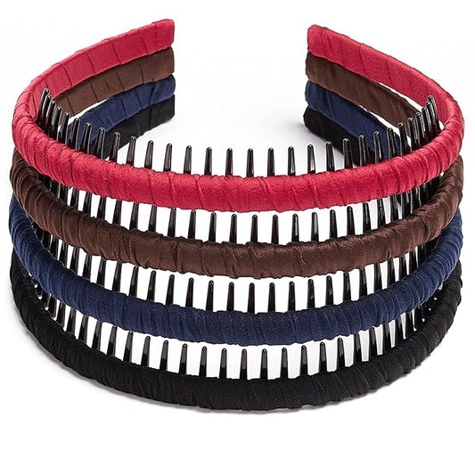 STHUAHE4PC Multicolor Protection Resin Teeth Comb Hair Hoop Hairband Headband Hair Accessories for female by Beauty hair (red+blue+coffe+black)