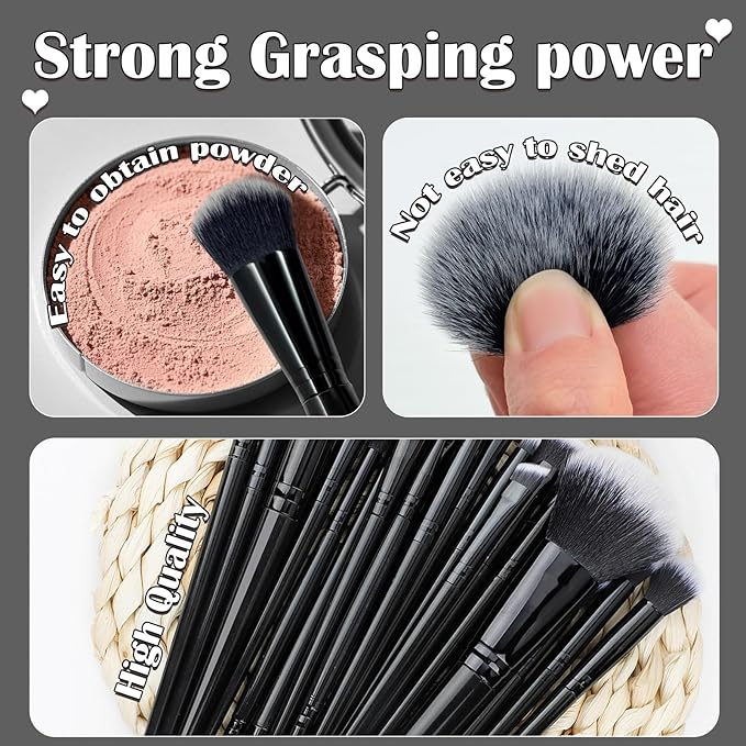 GZIXBDA Makeup Brush Set, 48Pcs Makeup Tool Set Premium Synthetic Foundation Concealers Powder Eye Shadows Makeup Brushes Kit for for Beginner Professional, Black